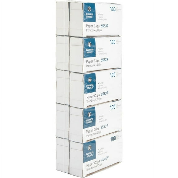 Business Source Paper Clips - Jumbo - 1000 / Pack - Silver | Bundle of 2 Packs