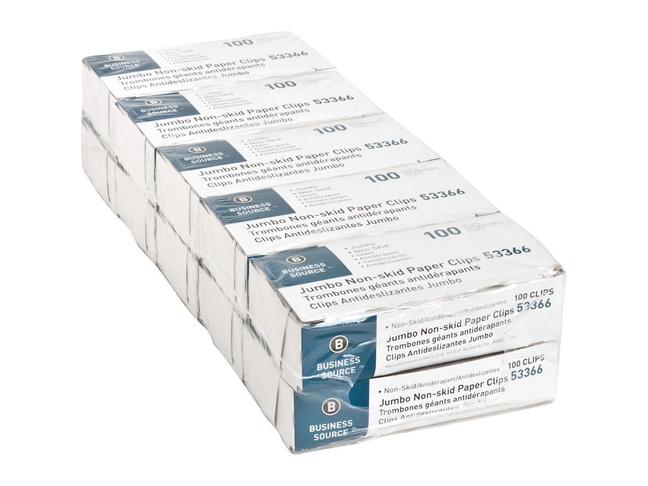 Business Source Paper Clips Jumbo Nonskid 1000/PK Silver 53366