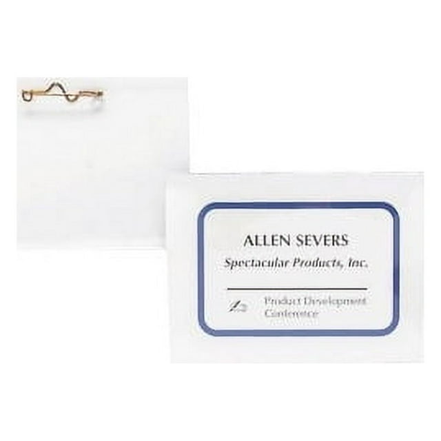 Business Source Pin Style Holder Name Badge Kit 100 / Box Clear