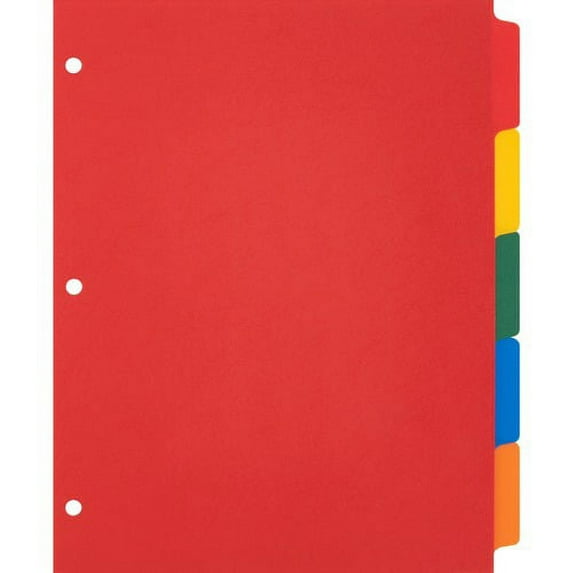 Business Source Plain Tab Color Polyethylene Index Dividers - Blank Tab(s) - 5 Tab(s)/Set - 8.5" Divider Width x 11" Divider Length - Letter - 3 Hole Punched - Red Polyethylene | Bundle of 10 Sets