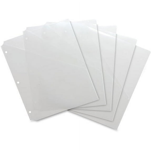 Business Source Poly Binder Pockets - 40 x Sheet Capacity - For Letter 8 1/2" x 11" Sheet - 3 x Holes - Rectangular - Clear - Polypropylene - 5 / Pack | Bundle of 10 Packs