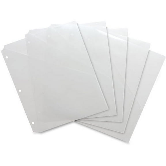 Business Source Poly Binder Pockets 40 x Sheet Capacity - For Letter 8 1/2" x 11" Sheet - 3 x Holes - Rectangular - Clear - Polypropylene - 5 / Pack