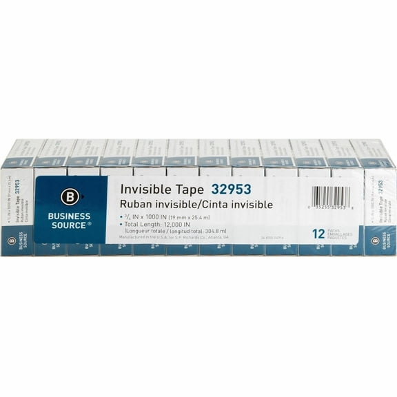 Business Source Premium Invisible Tape Value Pack, Clear (12 per Pack)