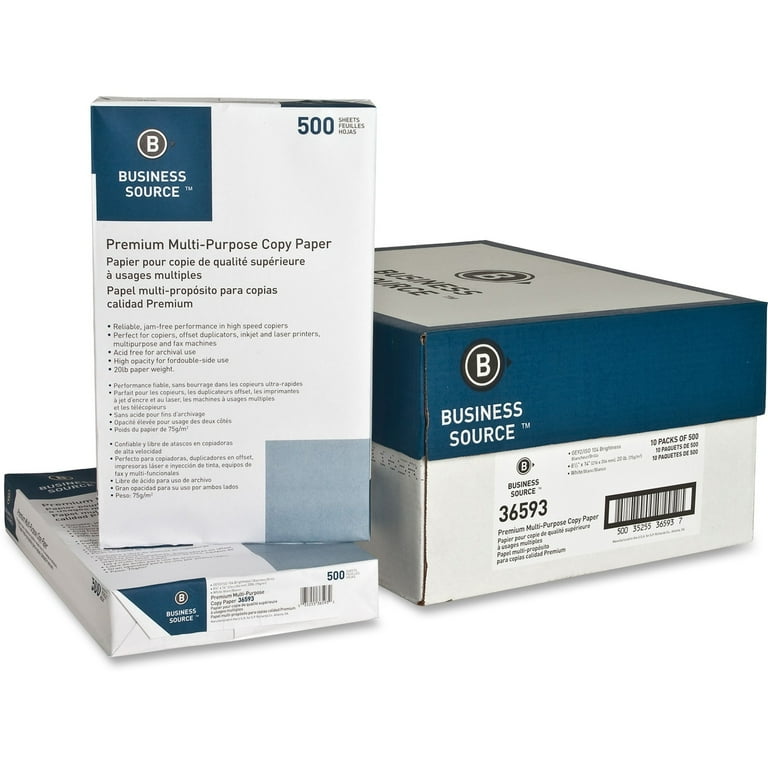Business Source Multipurpose Copy Paper - 92 Brightness - Letter - 8 1/2 Business Source Multipurpose Copy Paper - 92 Brightness - Letter - 8 1/2