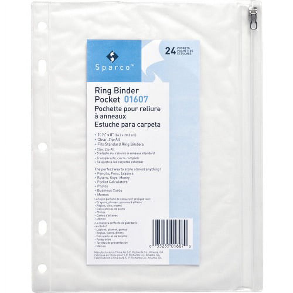 Business Source Punched Economy Binder Pocket - 10" Height x 8" Width - 7 x Holes - Ring Binder - Clear - Plastic - 1 Each | Bundle of 10 Each