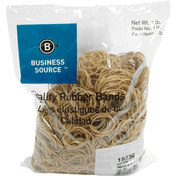 Business Source Quality Rubber Bands - Size: #12 - 1.8" Length x 0.1" Width - Sustainable - 2500 / Pack - Rubber - Crepe | Bundle of 2 Packs