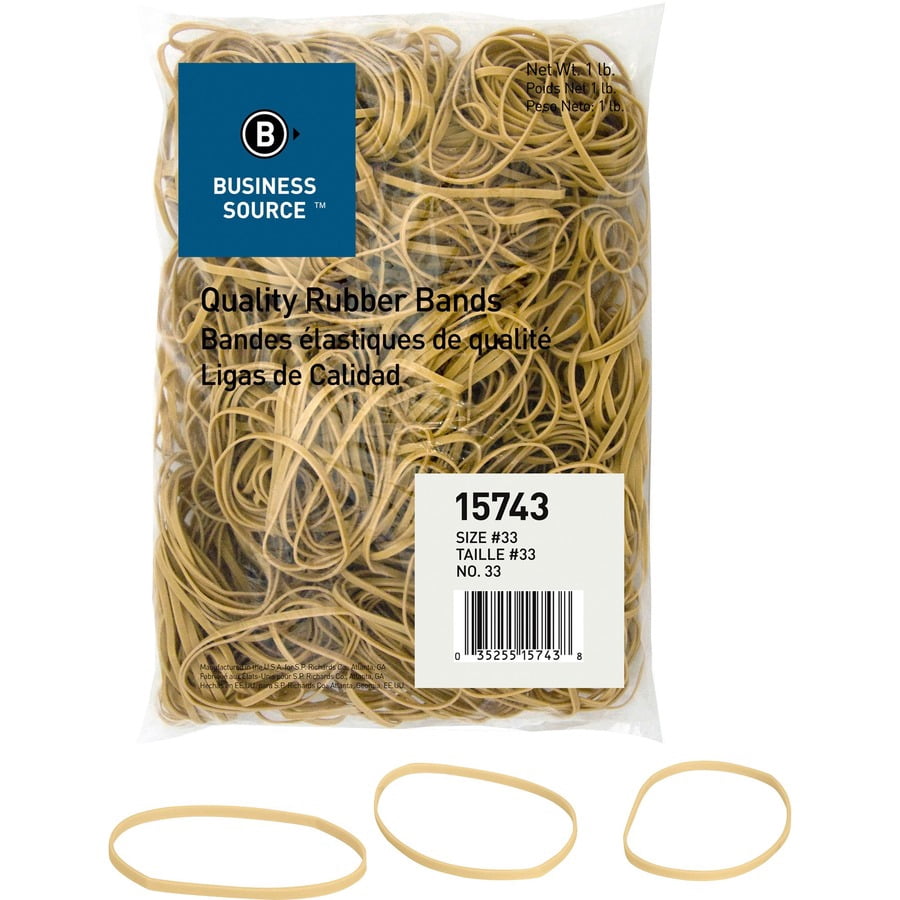 Business Source Quality Rubber Bands - Size: #33 - 3.5" Length x 0.1" Width - Sustainable - 600 / Pack - Rubber - Crepe | Bundle of 2 Packs
