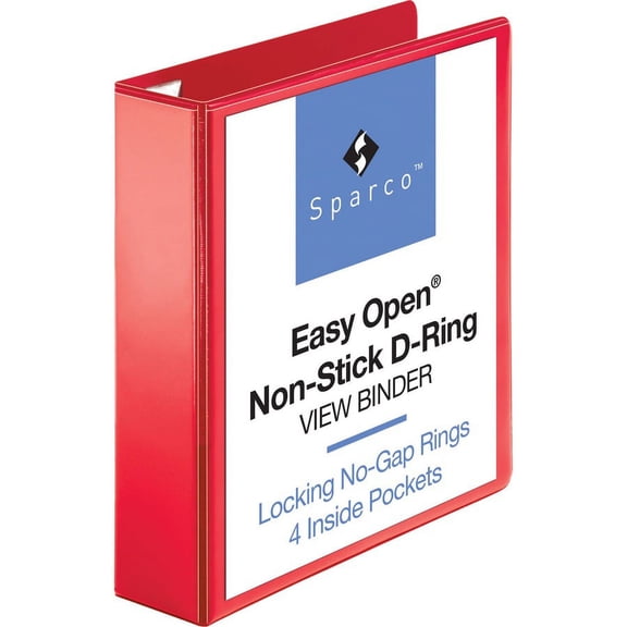 Business Source Red D-ring Binder - 2" Binder Capacity - Letter - 8 1/2" x 11" Sheet Size - D-Ring Fastener(s) - 4 Pocket(s) - Polypropylene - Red - Non-stick, Ink-transfer Resista | Bundle of 5