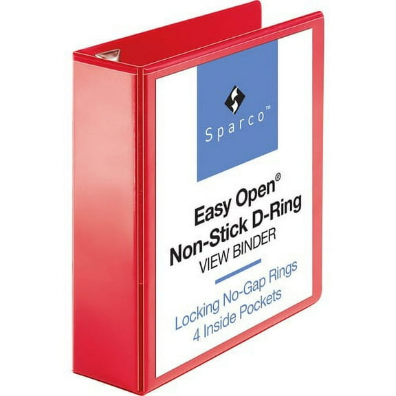 Business Source Red D-ring Binder - 3" Binder Capacity - Letter - 8 1/2" x 11" Sheet Size - D-Ring Fastener(s) - 4 Pocket(s) - Polypropylene - Red - Non-stick, Ink-transfer Res | Bundle of 10 Each