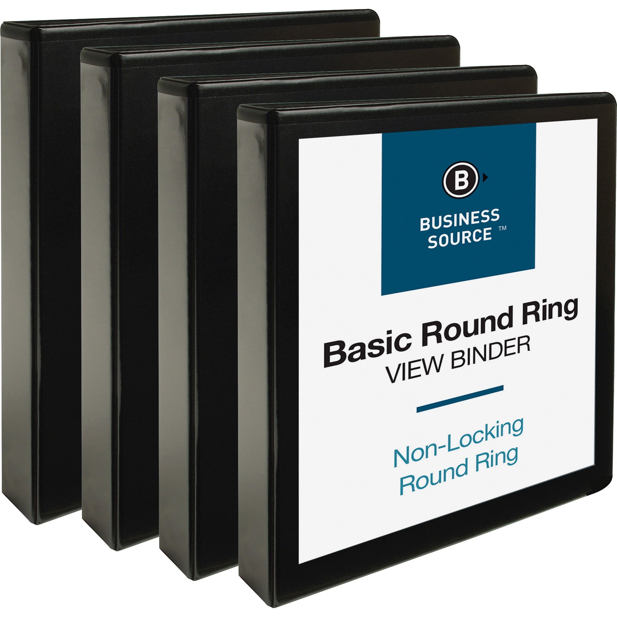 Business Source Round Ring View Binder - 1 1/2" Binder Capacity - Letter - 8 1/2" X 11" Sheet Size - 350 Sheet Capacity - Round Ring Fastener(s) - 2 Internal Pocket(s) - Chipboard, Polypropylene -
