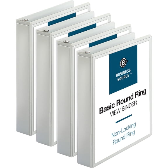 Business Source Round Ring View Binder - 1 1/2" Binder Capacity - Letter - 8 1/2" X 11" Sheet Size - 350 Sheet Capacity - Round Ring Fastener(s) - 2 Internal Pocket(s) - Chipboard, Polypropylene -