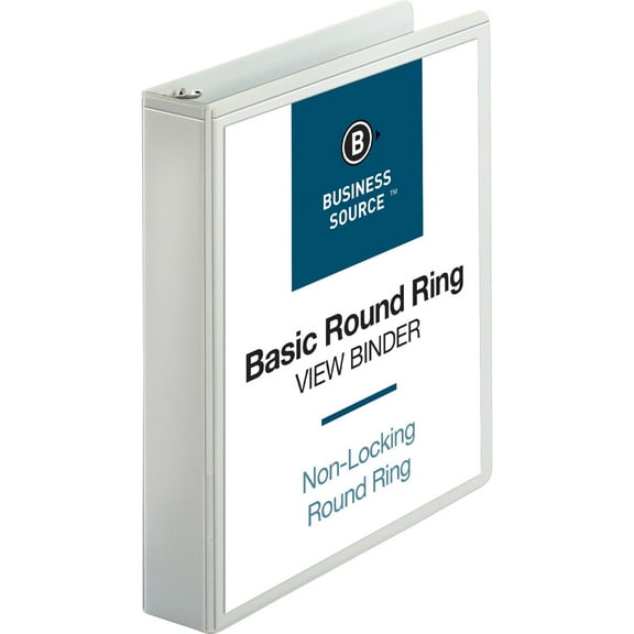 Business Source Round-ring View Binder - 1 1/2" Binder Capacity - Letter - 8 1/2" x 11" Sheet Size - 350 Sheet Capacity - Round Ring Fastener(s) - 2 Internal Pocket(s) - Polypropyl | Bundle of 5