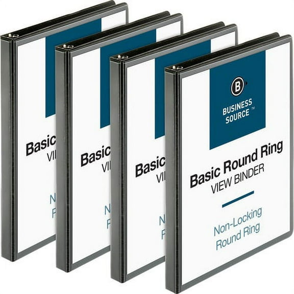 Business Source Round-ring View Binder - 1/2" Binder Capacity - Letter - 8 1/2" x 11" Sheet Size - 125 Sheet Capacity - Round Ring Fastener(s) - 2 Internal Pocket(s) - Polyprop | Bundle of 10 Bundles