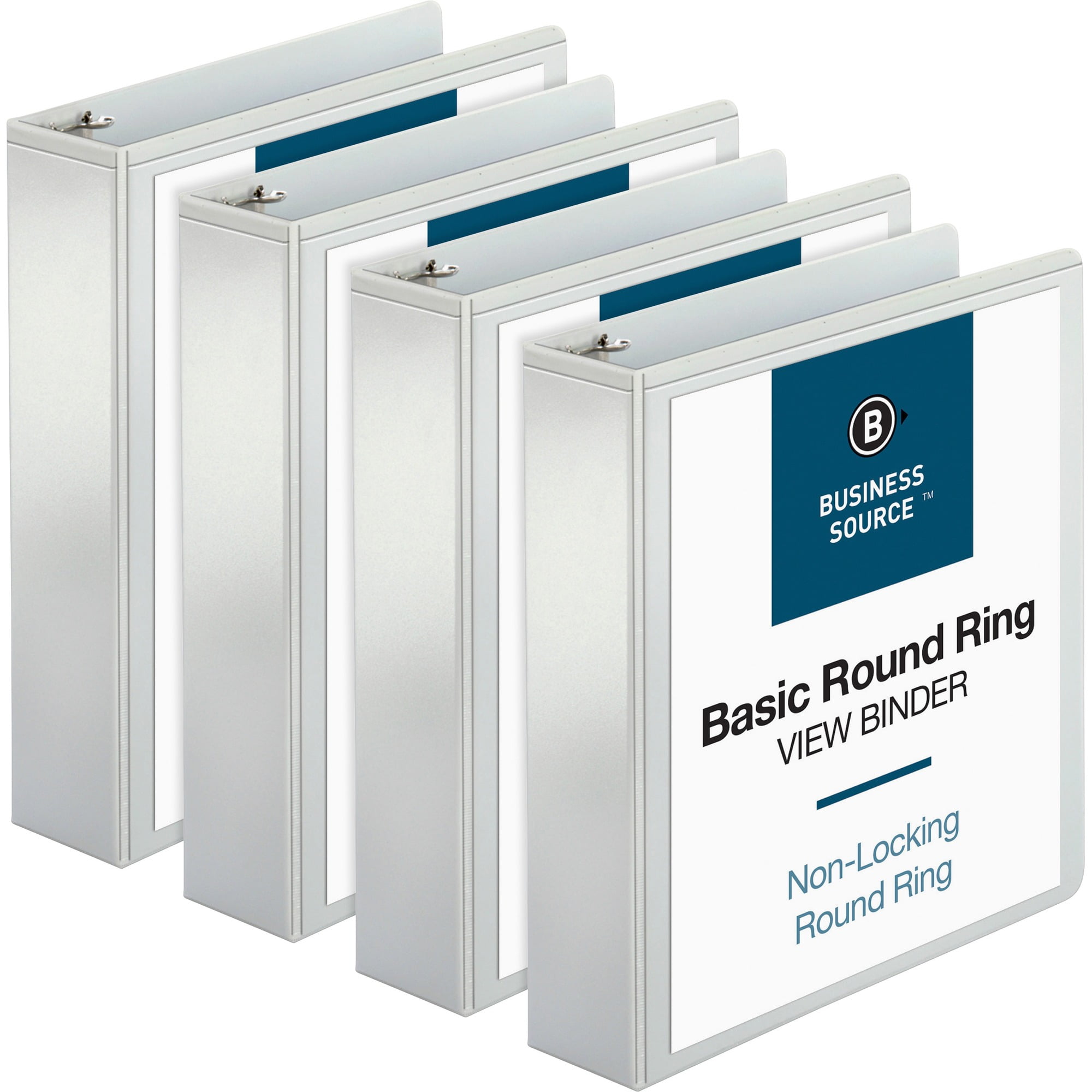 Business Source Round-ring View Binder - 2" Binder Capacity - Letter - 8 1/2" X 11" Sheet Size - 475 Sheet Capacity - Round Ring Fastener(s) - 2 Internal Pocket(s) - Polypropylene - White - Sturdy