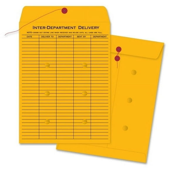 Business Source, BSN04546, Ruled Interdepartmental Envelopes, 100 / Box, Brown Kraft