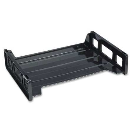 Business Source Side-loading Stackable Letter Trays Desktop - Recycled - Black - 1 / Each
