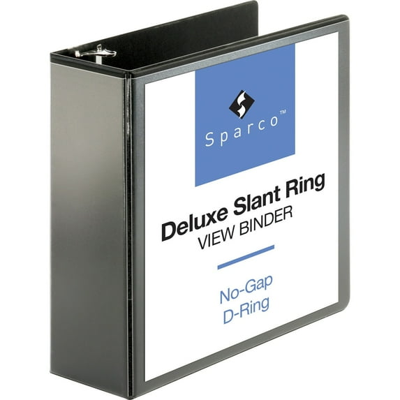 Business Source Slant Ring View Binder 4" Capacity 11"x8-1/2" Black 62472