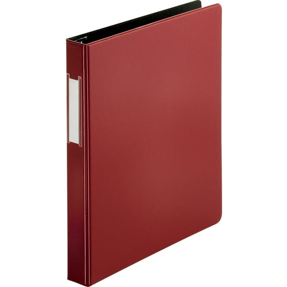 Business Source Slanted D-ring Binders - 1" Binder Capacity - 3 x D-Ring Fastener(s) - 2 Internal Pocket(s) - Chipboard, Polypropylene - Burgundy - PVC-free, Non-stick, Spine Label | Bundle of 5