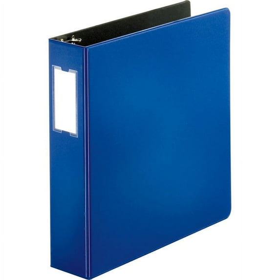 Business Source Slanted D-ring Binders - 2" Binder Capacity - 3 x D-Ring Fastener(s) - 2 Internal Pocket(s) - Chipboard, Polypropylene - Blue - PVC-free, Non-stick, Spine Label, Gap | Bundle of 5 Each