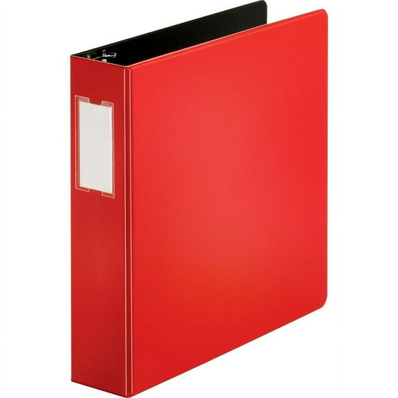 Business Source Slanted D-ring Binders - 2" Binder Capacity - 3 x D-Ring Fastener(s) - 2 Internal Pocket(s) - Chipboard, Polypropylene - Red - PVC-fre | Bundle of 2 Each