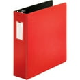 thumbnail image 1 of Business Source Slanted D-ring Binders - 3" Binder Capacity - 3 x D-Ring Fastener(s) - 2 Internal Pocket(s) - Chipboard, Polypropylene - Red - PVC-free, Non-stick, Spine Label, | Bundle of 10 Each, 1 of 1