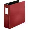 thumbnail image 1 of Business Source Slanted D-ring Binders - 4" Binder Capacity - 3 x D-Ring Fastener(s) - 2 Internal Pocket(s) - Chipboard, Polypropylene - Burgundy - PVC-free, Non-stick, Label Holde | Bundle of 5, 1 of 2
