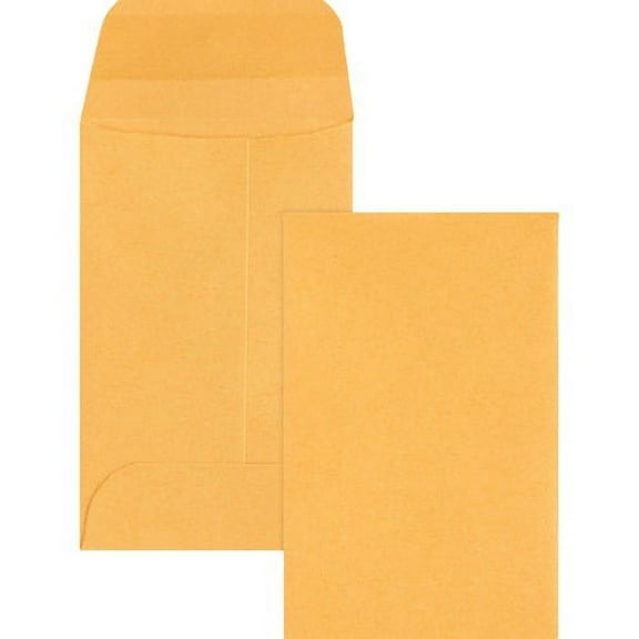 Business Source Small Coin Kraft Envelopes - Coin - #1 - 2 1/4" Width x 3 1/2" Length - 20 lb - Gummed - Kraft - 500 / Box - Brown Kraft | Bundle of 10 Boxes