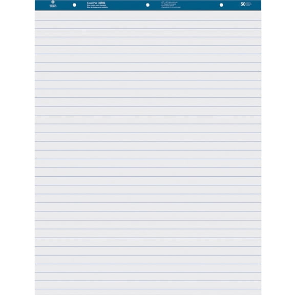Business Source Standard Ruled Easel Pad - 50 Sheets - 15 Lb Basis Weight - 27" X 34" - White Paper - Perforated - 2 / Carton