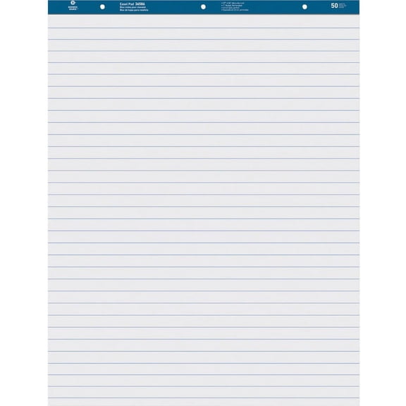 Business Source Standard Ruled Easel Pad - 50 Sheets - 15 lb Basis Weight - 27" x 34" - White Paper - Perforated - 2 / Carton | Bundle of 5