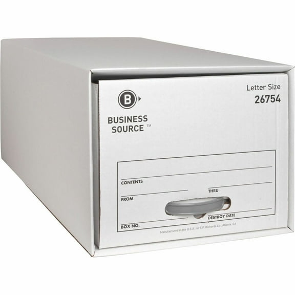 Business Source, BSN26754, Drawer Storage Boxes, 6 / Carton, White