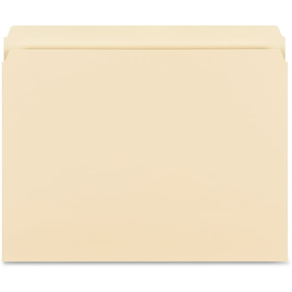 Business Source Straight Tab Cut Letter Recycled Storage Folder - 8 1/2" x 11" - Manila - 10% Recycled - 50 / Box | Bundle of 5