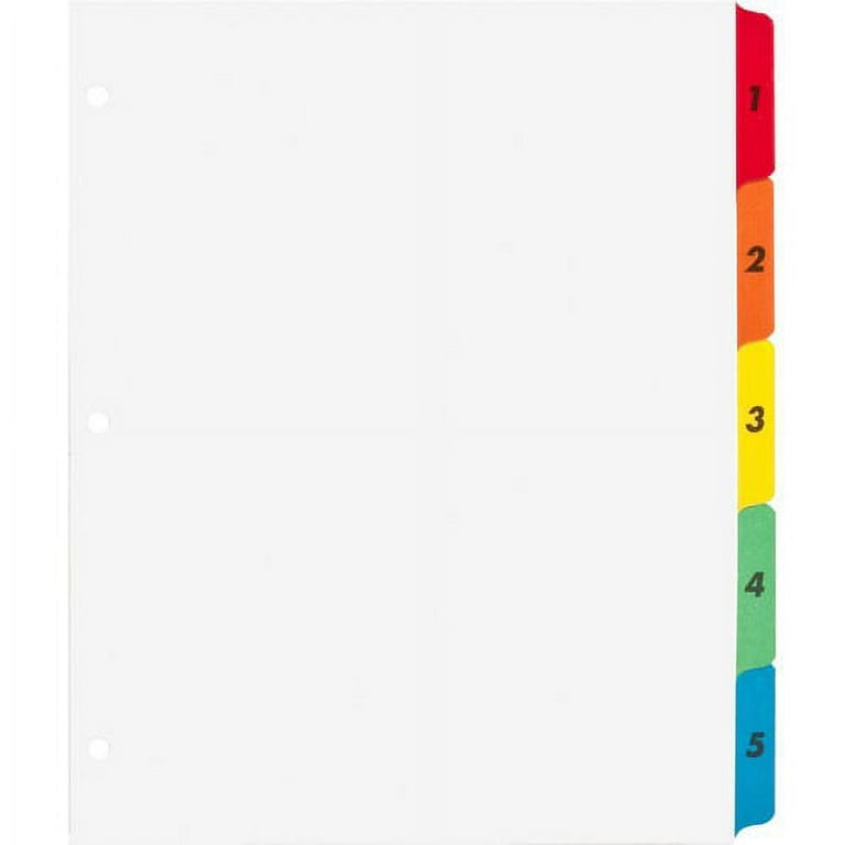 Business Source Table of Content Quick Index Dividers - Printed Tab(s) - Digit - 1-5 - 5 Tab(s)/Set - 8.5