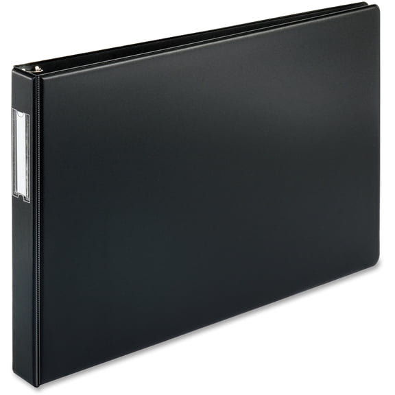 Business Source Tabloid-size Round Ring Reference Binder - 1" Binder Capacity - Tabloid - 11" x 17" Sheet Size - Round Ring Fastener(s) - Black - Recycled - Durable, Label Holder - | Bundle of 5