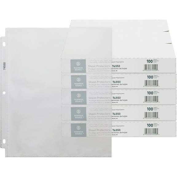Business Source Top-loading Poly Sheet Protectors - 3.2 Mil Thickness - For Letter 8 1/2" X 11" Sheet - 3 X Holes - Ring Binder - Rectangular - Clear - Polypropylene - 500 / Carton