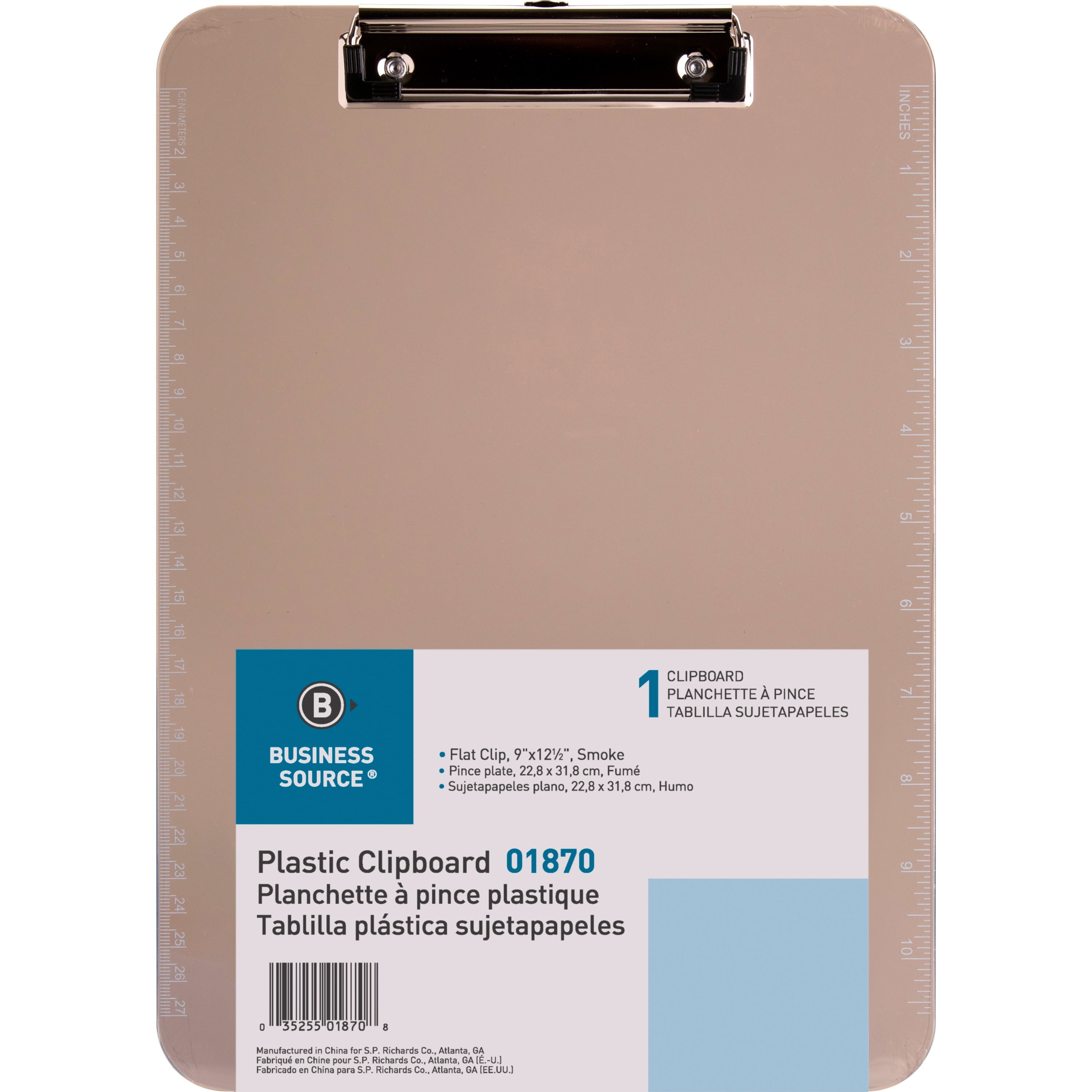 Business Source Spring Clip Plastic Clipboard - 8 1/2 Business Source Spring Clip Plastic Clipboard - 8 1/2