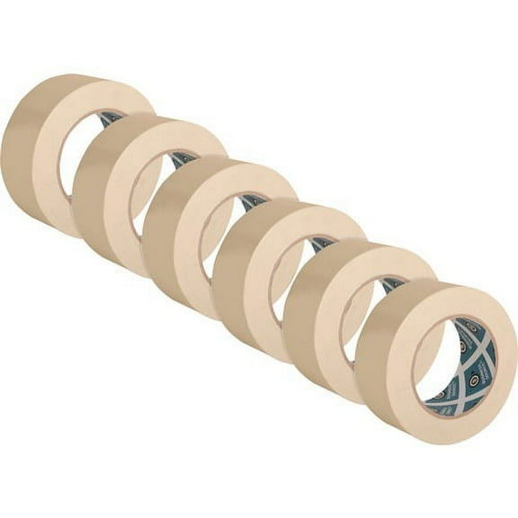 Business Source Utility-purpose Masking Tape - 60 yd Length x 2" Width - 3" Core - Crepe Paper Backing - 6 / Pack - Tan | Bundle of 10 Packs