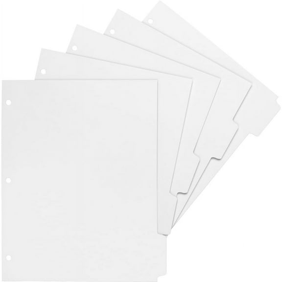 Business Source White Tab Double-reverse Print-on Index - Print-on Tab(s) - 5 Tab(s)/Set - 9" Divider Width - Letter - 8.50" Width x 11" Length - 3 Ho | Bundle of 2 Boxes