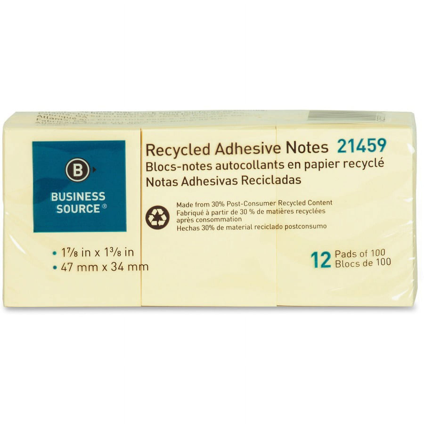 Business Source Yellow Adhesive Notes - 1.87 Business Source Yellow Adhesive Notes - 1.87