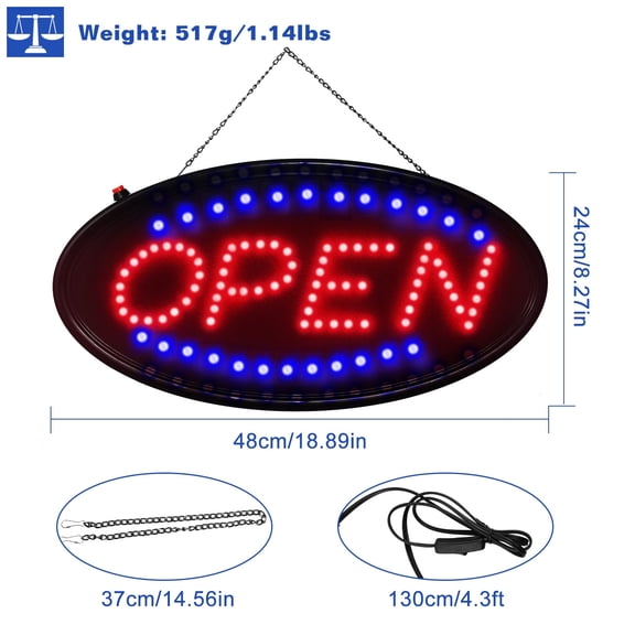 Business Store LED OPEN Sign,Ultra Bright Neon Animated Motion Light 819in Steady Flashing