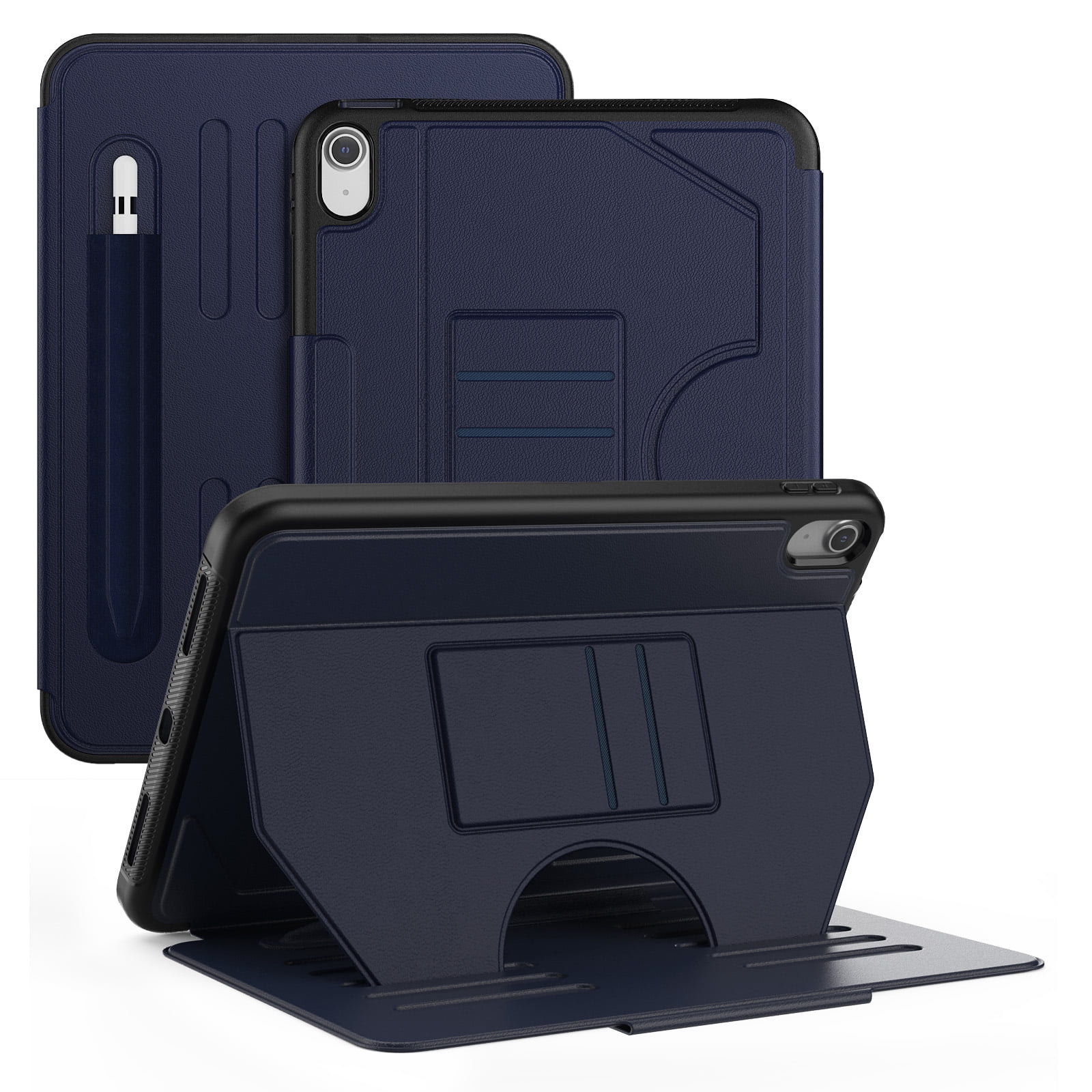 Business-Style Case for Apple iPad 10th Generation (2022) 10.9", Folio Heavy-Duty Case with Magnetic Stand /Pencil Holder /Auto Sleep Wake Function, PU Leather Protective Classic Cover, Navyblue