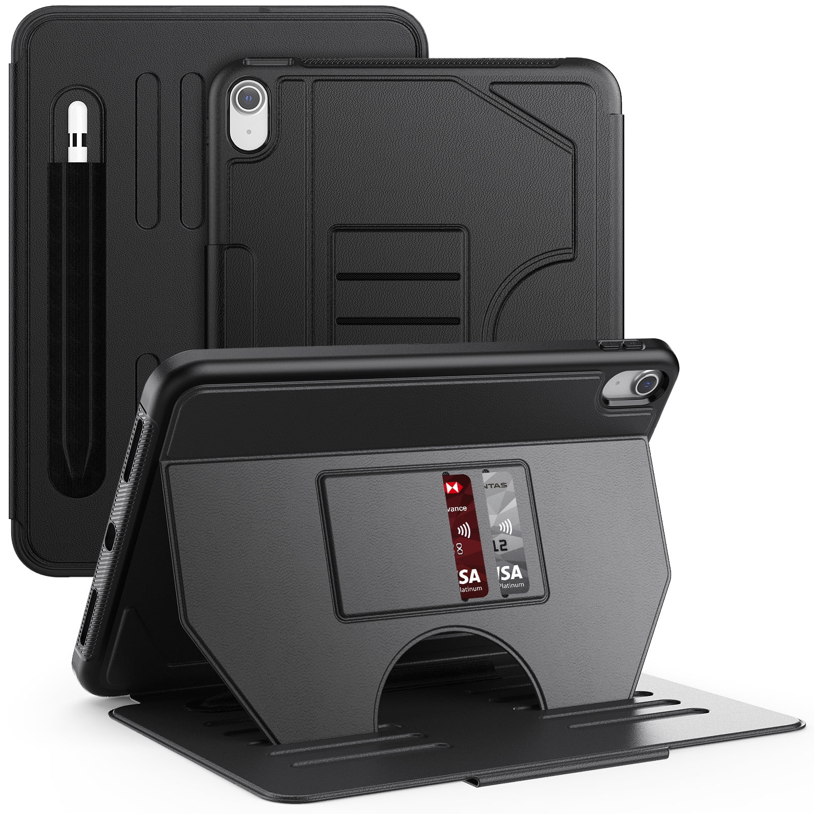 Business-Style Case for Apple iPad 10th Generation (2022) 10.9", Folio Heavy-Duty Case with Magnetic Stand /Pencil Holder /Auto Sleep Wake Function, PU Leather Protective Classic Cover, Black