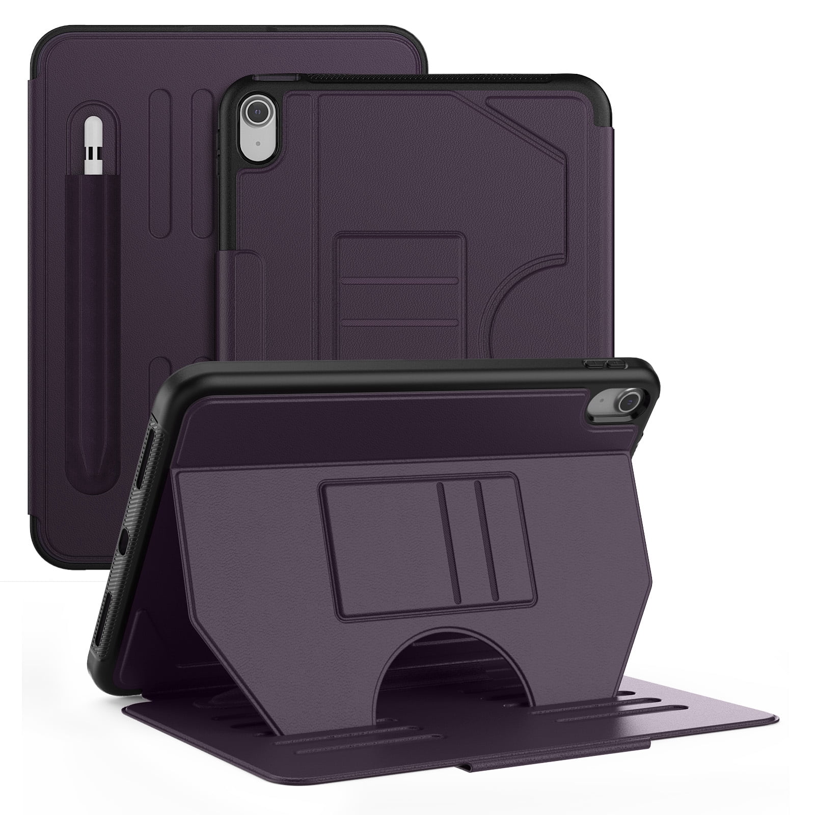 Business-Style Case for Apple iPad 10th Generation (2022) 10.9", Folio Heavy-Duty Case with Magnetic Stand /Pencil Holder /Auto Sleep Wake Function, PU Leather Protective Classic Cover, Purple