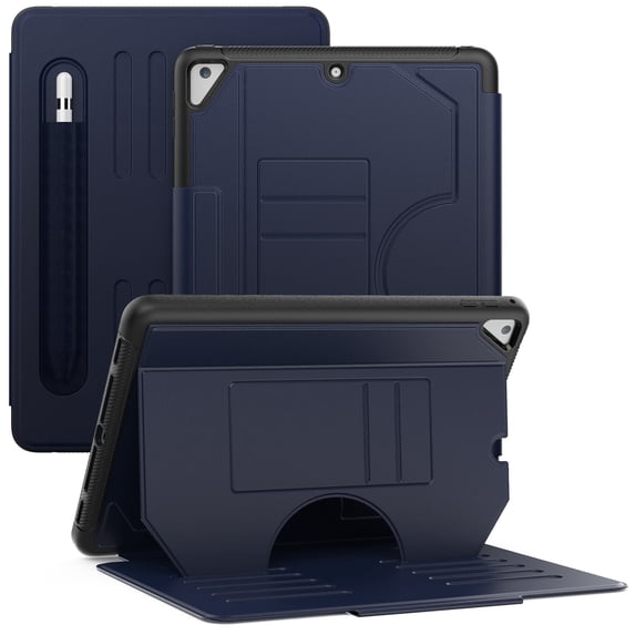Business-Style Case for iPad 6th/5th Generation (2018/2017), iPad Air 2 Case 2014, iPad Pro 2016 Case 9.7", Folio Heavy-Duty Case with Magnetic Stand /Pencil Holder /Auto Sleep Wake Function, Navyblue