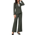 thumbnail image 1 of INSPIRE CHIC Business Suit for Women's 2 Piece Collarless Matching Set Work Outfit Blazer and Pants Sets S Dark Gray, 1 of 6