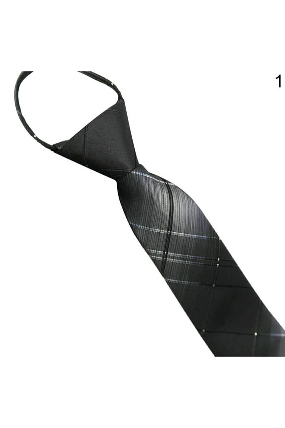 Business Tie Striped Zipper Men Plaid All Match Neck Tie for Wedding