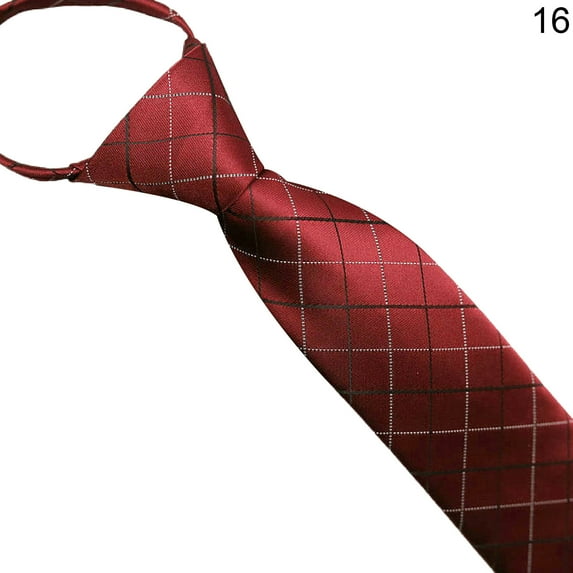 Business Tie Striped Zipper Men Plaid All Match Neck Tie for Wedding