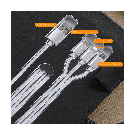 Business Travel A5 Manager Bag Portable Notebook with Power Bank Battery Charger Wire and Wireless Charging Mobile Rack