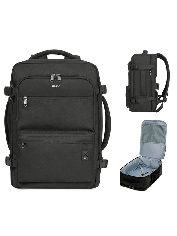 Large Travel Backpack for Men Women, Carry on Personal Item Backpack 18x14x8,Clamshell Backpack fit 17" Laptop with Wet Pocket,Water-Repellent Weekender Luggage Backpack( Black)