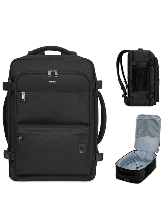 Large Travel Backpack for Men Women, Carry on Personal Item Backpack 18x14x8,Clamshell Backpack fit 17" Laptop with Wet Pocket,Water-Repellent Weekender Luggage Backpack( Black)