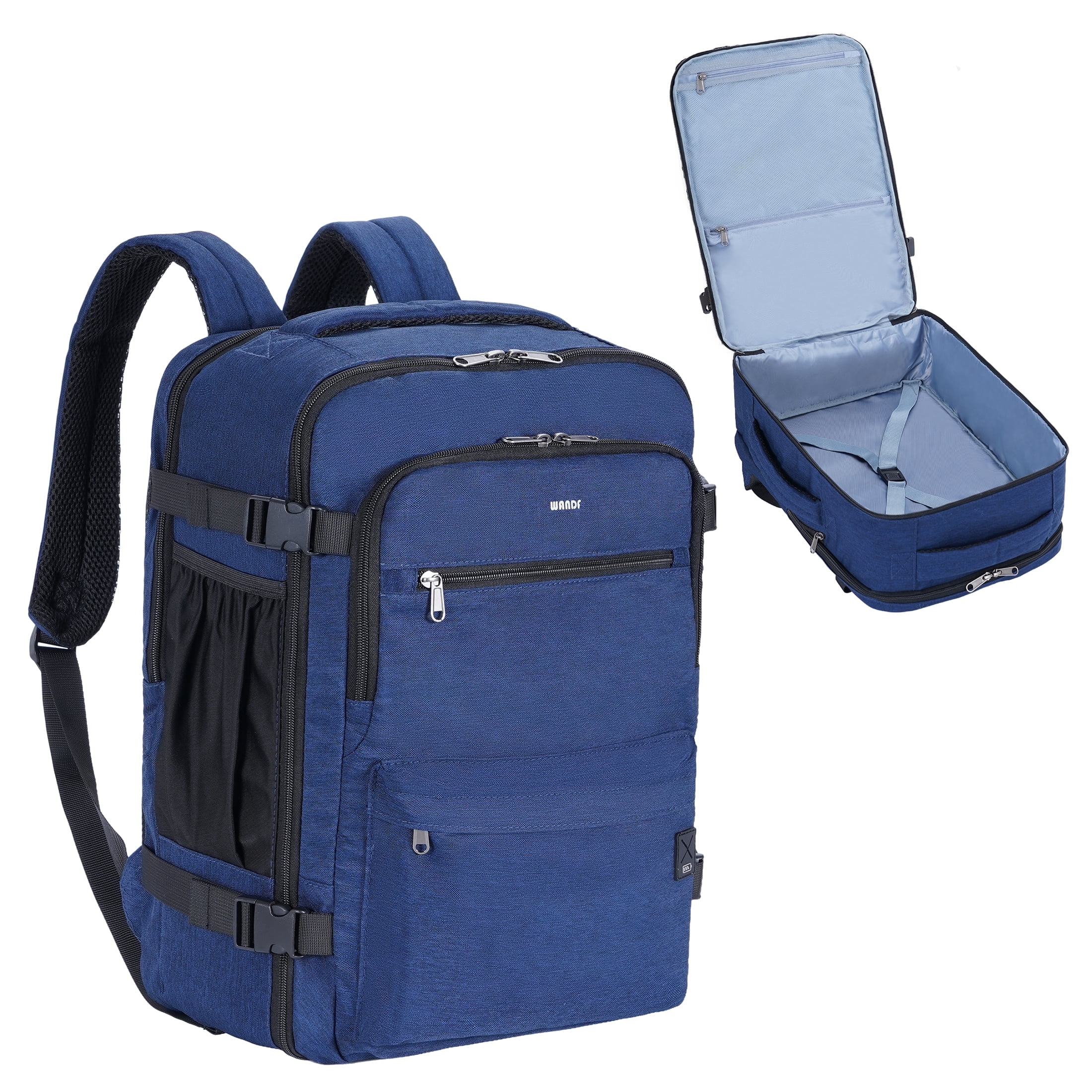 Business Travel Backpack Fits 17 Inch Laptop for Personal Item Bag 18x14x8 Clamshell Opening Carry on Laptop Backpack for Men with Wet Pocket, Blue